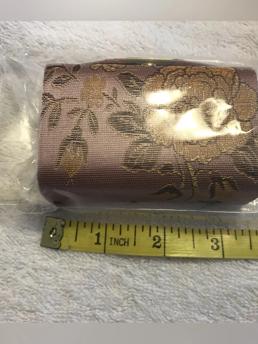 Oriental Brocade Lipstick Case / Holder with Mirror Holds 2 Lipsticks